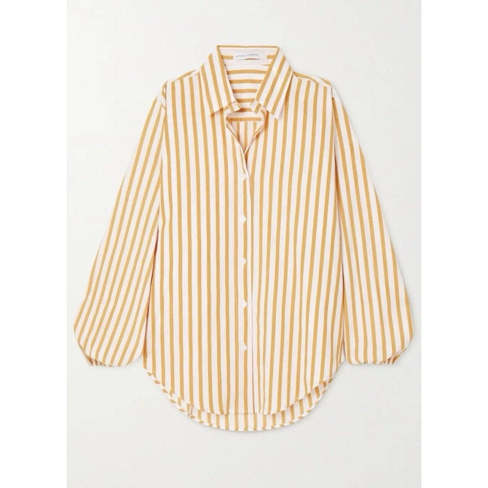 Faithfull The Brand Rylan Shirt White Orange Stripe Women's 6/M Oversized